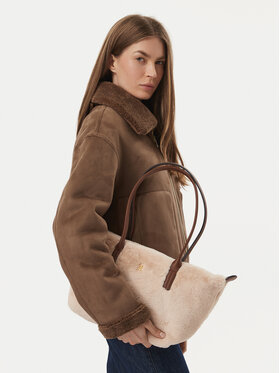 Tommy Hilfiger Geantă Tommy Hilfiger Popette East West Tote Faux Fur AW0AW19310 Bej deschis