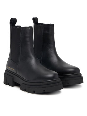 Tommy Hilfiger Bokacsizma Tommy Hilfiger Leather Chunky Chelsea Boot FW0FW09679 Fekete