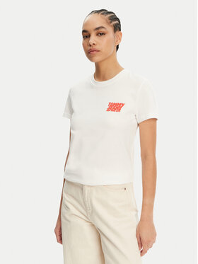 Tommy Jeans Tommy Jeans Póló Bubble DW0DW21338 Fehér Regular Fit