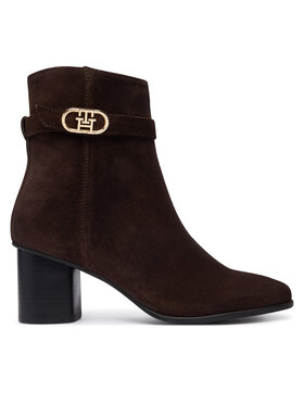 Tommy Hilfiger Stivaletti Tommy Hilfiger Th Strap Suede Block Heel Boot FW0FW09521 Marrone scuro