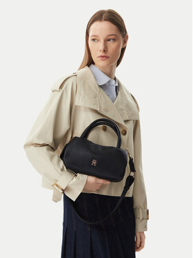 Tommy Hilfiger Handtasche Tommy Hilfiger Th Logotape Mini Satchel AW0AW18743 Schwarz