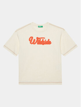 United Colors Of Benetton United Colors Of Benetton T-shirt 3GDXC10HG Écru Oversize