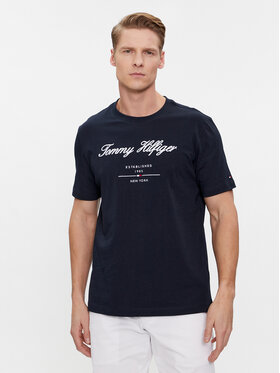 Tommy Hilfiger Tommy Hilfiger T-Shirt Script Logo Tee MW0MW33691 Dunkelblau Regular Fit