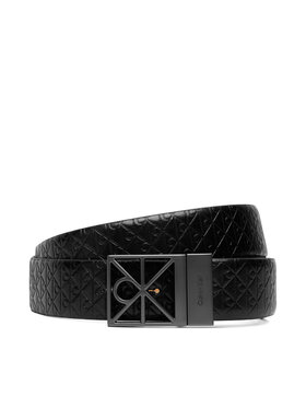 Calvin Klein Moški pas Calvin Klein Emblem Cutout W/ Aop 35mm Adj LV04D7122G Črna