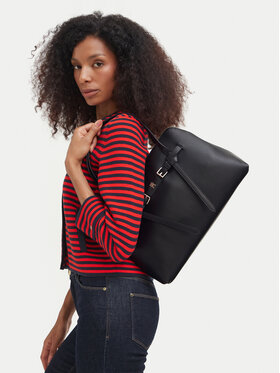 Tommy Hilfiger Táska Tommy Hilfiger Th Buckle Tote AW0AW19032 Fekete