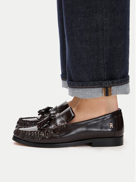 Tommy Hilfiger Mokasyny Tommy Hilfiger Tassel Abrasivato FW0FW09460 Brązowy ciemny