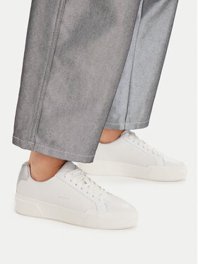 Calvin Klein Snīkeri Calvin Klein Chunky Cupsole Lace Up Lth Met YW0YW01948 Balts
