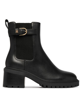 Tommy Hilfiger Botine Tommy Hilfiger Block Heel Buckled Chelsea Boot FW0FW09577 Negru