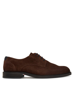 Tommy Hilfiger Pusbačiai Tommy Hilfiger Corporate Dressy Suede Shoe FM0FM05969 Tamsiai ruda