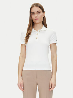 Tommy Hilfiger Tommy Hilfiger Polo Slim Gold Button Polo Ss WW0WW45436 Bijela Regular Fit