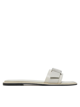 Calvin Klein Šľapky Calvin Klein Flat Slide W/Buckle - Lth HW0HW02490 Sivá
