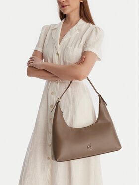 Calvin Klein Handtasche Calvin Klein Emblem Hw Lthr Shoulder Bag LV04F3262G Beige