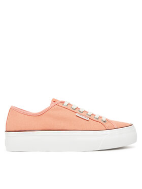 Calvin Klein Jeans Tenisówki Calvin Klein Jeans Vulc Flatform Ctn Logo Tag YW0YW01838 Pomarańczowy