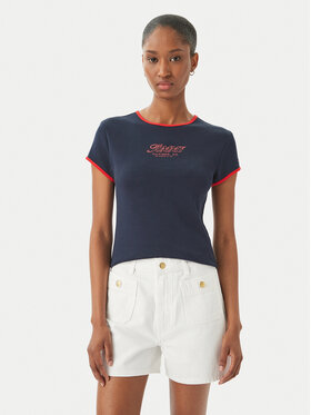Tommy Hilfiger Tommy Hilfiger Camiseta Logo Graphic Ringer WW0WW49245 Azul marino Slim Fit