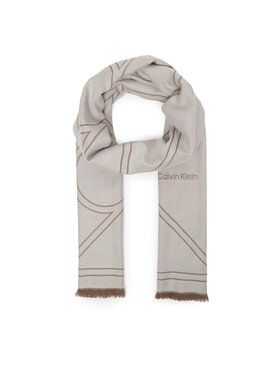 Calvin Klein Schal Calvin Klein Emblem Repeat Lw Shawl W Fringes LV04F8074G Weiß