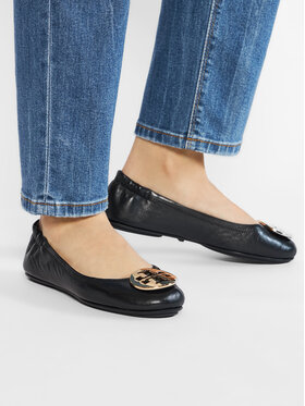 Tory Burch Балетки Tory Burch Minnie Travel Ballet With Metal Logo 50393 Чорний