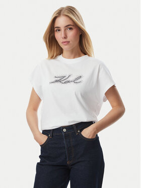 KARL LAGERFELD KARL LAGERFELD Camiseta Rhinestone B4W17048 Blanco Relaxed Fit