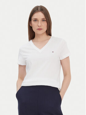Tommy Hilfiger Tommy Hilfiger T-shirt Heritage V-Neck Tee WW0WW24969 Bianco Regular Fit