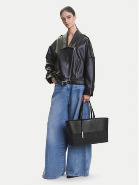 Calvin Klein Handtasche Calvin Klein Ck Mixmedia Shopper_Raffia K60K613167 Schwarz