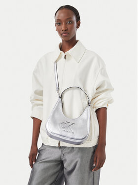 Calvin Klein Torebka Calvin Klein Bold Ck Outline Mtl Shoulder Bag LV04F3897G Srebrny