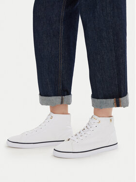 Tommy Hilfiger Plátěnky Tommy Hilfiger Th Chic Low Profile Mid Cut FW0FW09356 Bílá