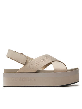 Calvin Klein Jeans Sandali Calvin Klein Jeans Flatform Sandal Sling In Mr YW0YW01362 Beige