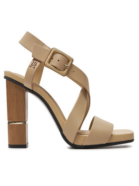 Tommy Hilfiger Sandali Tommy Hilfiger Hardware Block High Heel FW0FW07016 Marrone