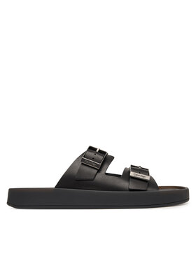 Calvin Klein Šlepetės Calvin Klein Ergon Double Bar Sandal Lth HM0HM02097 Juoda