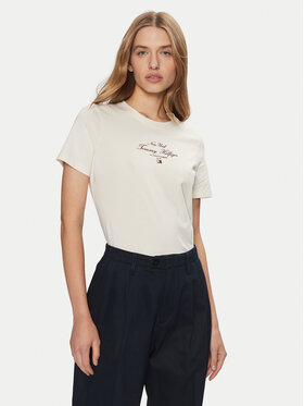 Tommy Hilfiger Tommy Hilfiger Majica WW0WW43895 Écru Regular Fit