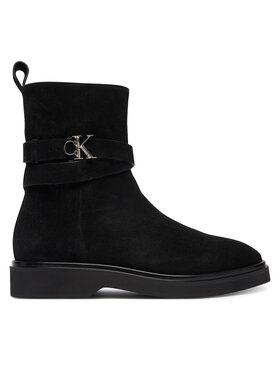 Calvin Klein Īsie zābaki Calvin Klein Ankle Boot W/ Metal Logo Sue HW0HW02664 Melns