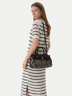Tommy Hilfiger Handtasche Tommy Hilfiger American Icon Mini Tote Macrame AW0AW18542 Schwarz