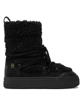 Tommy Hilfiger Schneeschuhe Tommy Hilfiger Lace-Up Faux Shearling Snowboot FW0FW08252 Schwarz
