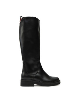 Tommy Hilfiger Stiefel Tommy Hilfiger Premium Leather Long Boot FW0FW08180 Schwarz