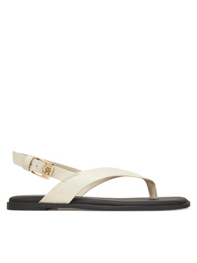 Tommy Hilfiger Sandály Tommy Hilfiger Color Block Thong Flat Sandal FW0FW08883 Écru