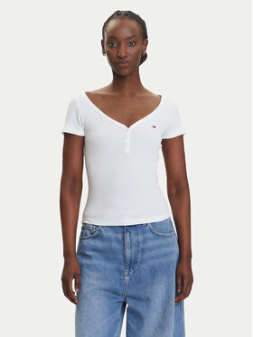 Tommy Jeans Tommy Jeans Camiseta Henley DW0DW20902 Blanco Slim Fit