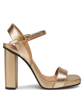 Tommy Hilfiger Sandály Tommy Hilfiger High Heel Golden Leather Sandal FW0FW08674 Zlatá