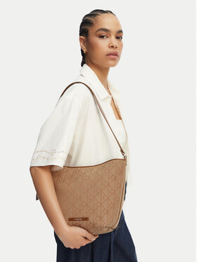 Calvin Klein Handtasche Calvin Klein Emblem Aop Jacquard Camera Bag LV04F3535G Braun