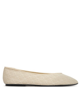 Calvin Klein Balerinke Calvin Klein Square Ballerina Aop Mesh HW0HW02937 Écru