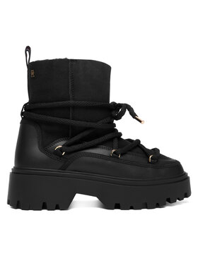 Tommy Hilfiger Snehule Tommy Hilfiger Real Shearling Laceup Snowboot FW0FW08996 Čierna