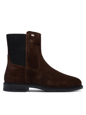 Tommy Hilfiger Sztyblety Tommy Hilfiger Enamel Flag Suede Ankle Chelsea FW0FW09575 Brązowy