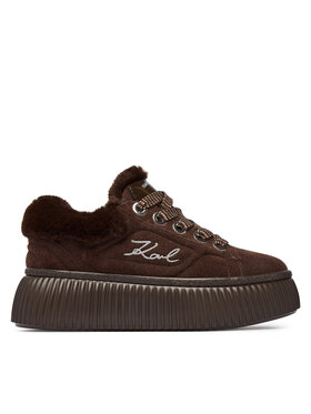 KARL LAGERFELD Sneakersy KARL LAGERFELD Kreeper Lo KL42312L Brązowy ciemny