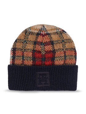 Tommy Hilfiger Čiapka Tommy Hilfiger Tommy Check Beanie AW0AW15315 Tmavomodrá