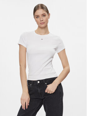 Tommy Jeans Tommy Jeans Póló Essential DW0DW17383 Fehér Slim Fit