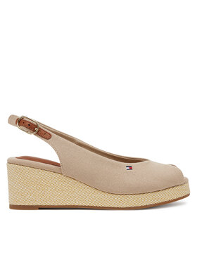 Tommy Hilfiger Basutės Tommy Hilfiger Flag Mid Wedge Espad Slingback FW0FW08595 Smėlio
