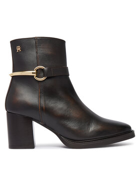 Tommy Hilfiger Bokacsizma Tommy Hilfiger TH Stud Heel Riding Ankle Boot FW0FW09552 Sötétbarna