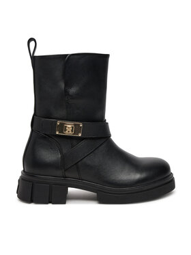Tommy Hilfiger Polokozačky Tommy Hilfiger Biker Leather FW0FW08313 Černá