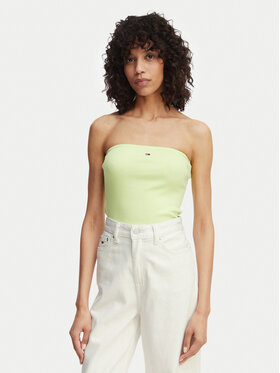 Tommy Jeans Tommy Jeans Top DW0DW22263 Verde claro Slim Fit
