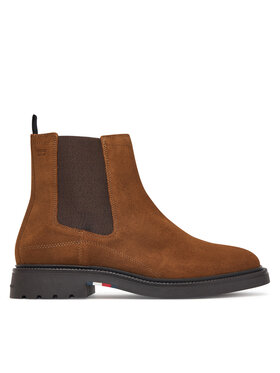 Tommy Hilfiger Μποτάκια με λάστιχο Tommy Hilfiger Corporate Casual Suede Chelsea FM0FM05952 Καφέ