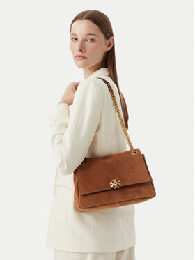 Tory Burch Τσάντα Tory Burch Charlie Quilted Suede Shoulder Bag 183357 Καφέ