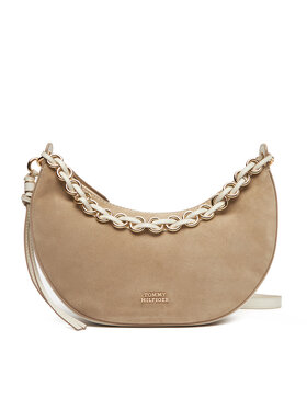 Tommy Hilfiger Kabelka Tommy Hilfiger Moon Leather Crossover Suede AW0AW17537 Béžová